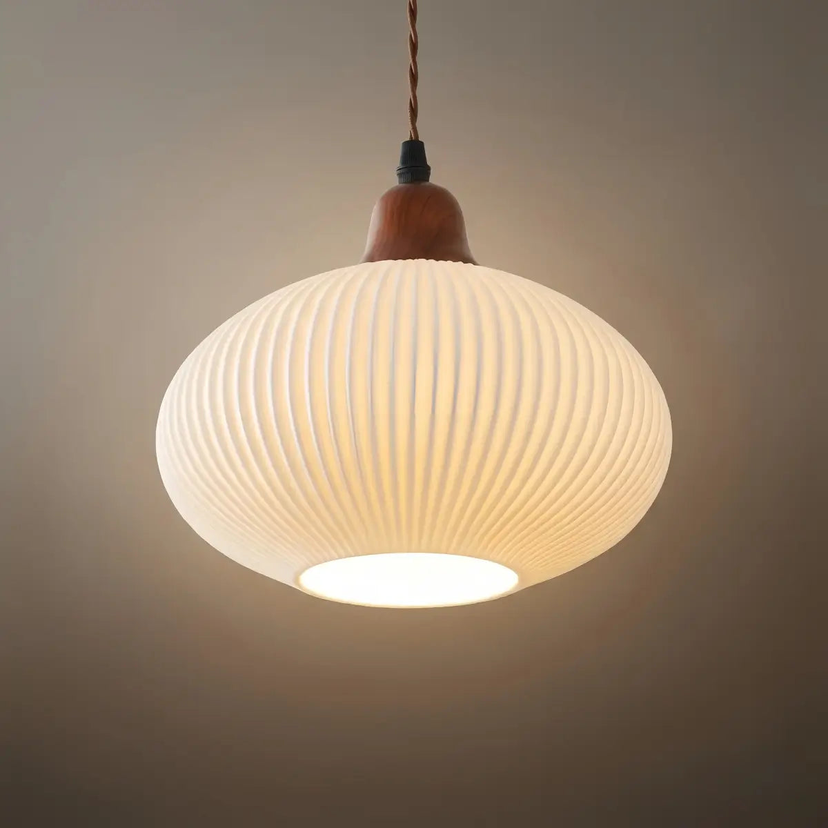 Contemporary Dome Pendant Light – Metal & Ceramic White